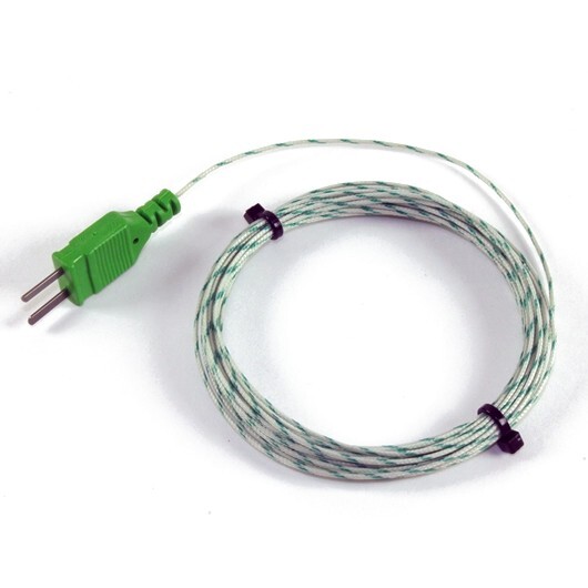 Thermocouple type K, exposed tip, glass fiber insulated, 5 m