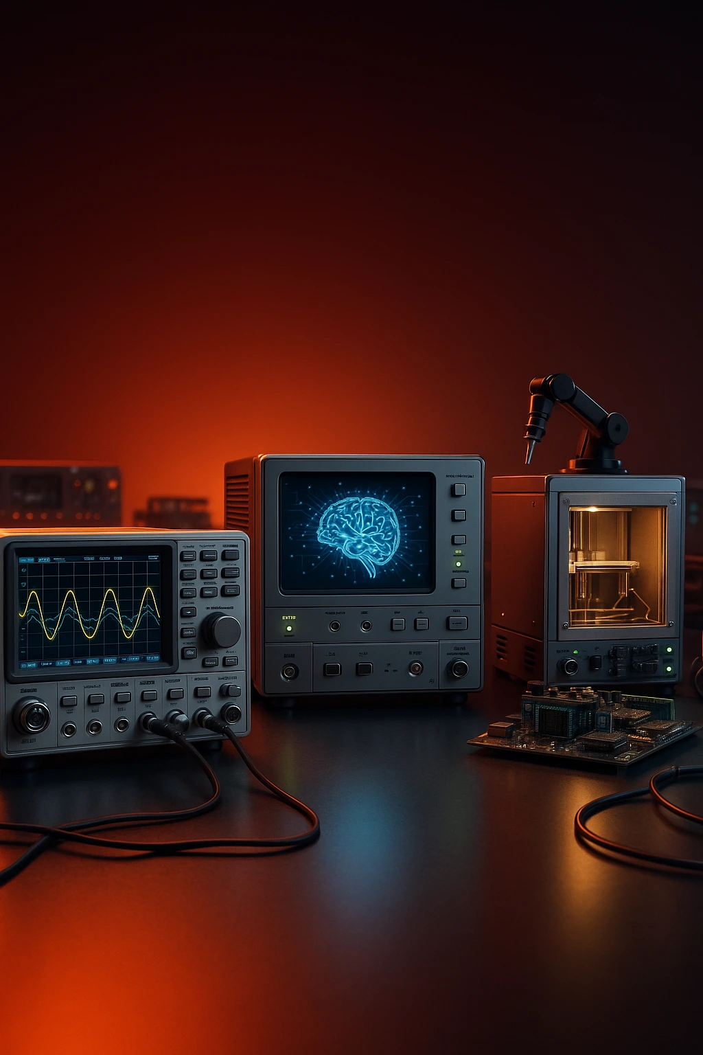 Team working with modern equipment